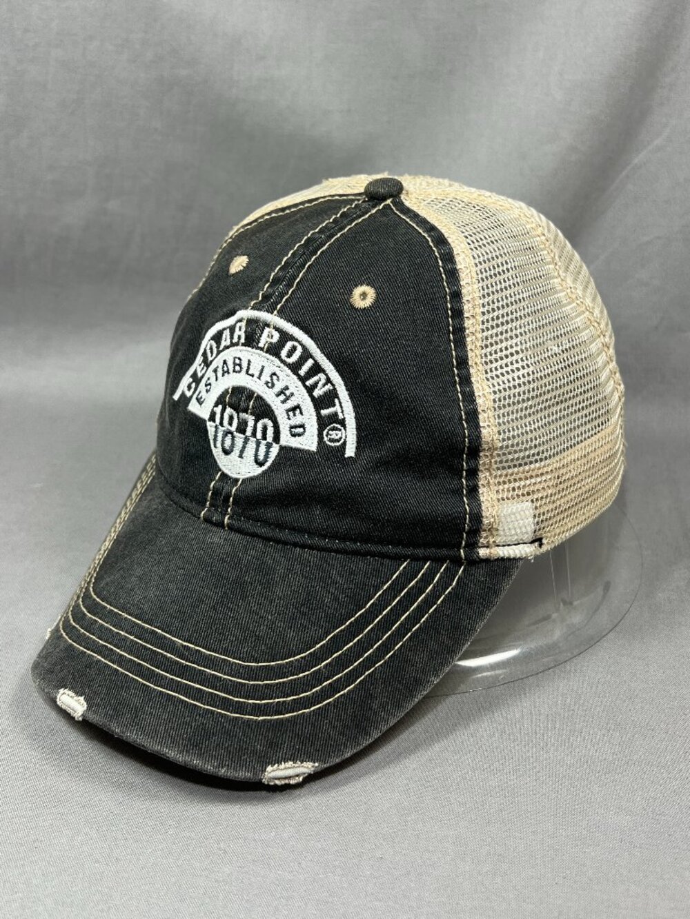 Ace USA Cedar Point Ohio Trucker Hat Snapback Distressed Mesh Souvenir Dad Cap